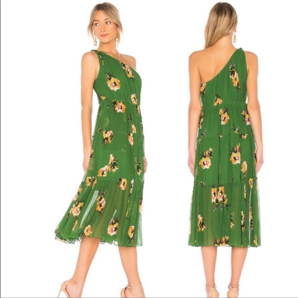 A.L.C Tenley Midi Dress Cactus & Saffron Print Size 8
